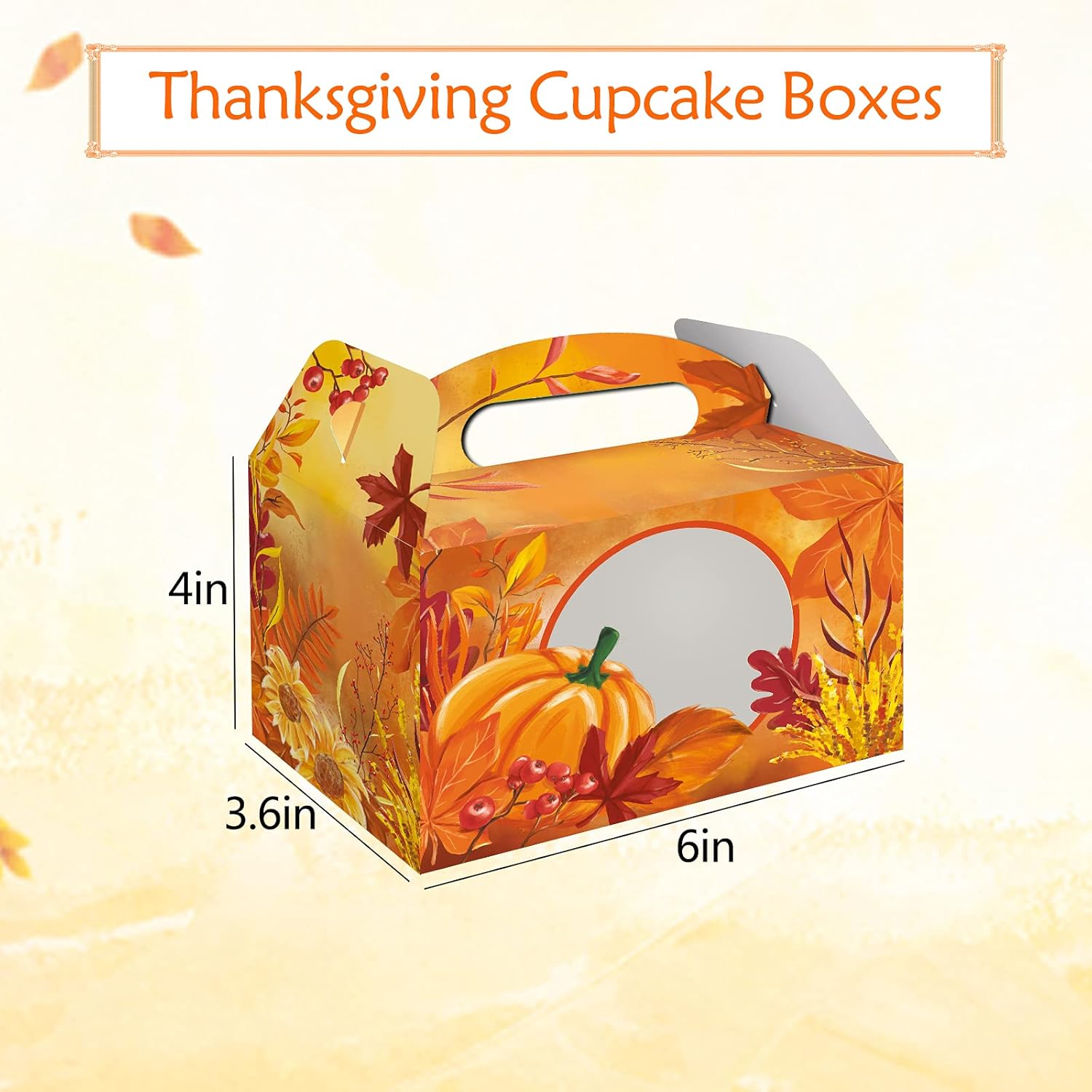 FRIDAY NIGHT Happy Thanksgiving Favor Boxes Fall Harvest Party Leaves Pumpkin Cupcake Box for Treat Candy Goodies (12pcs) (Orange) - Image 2