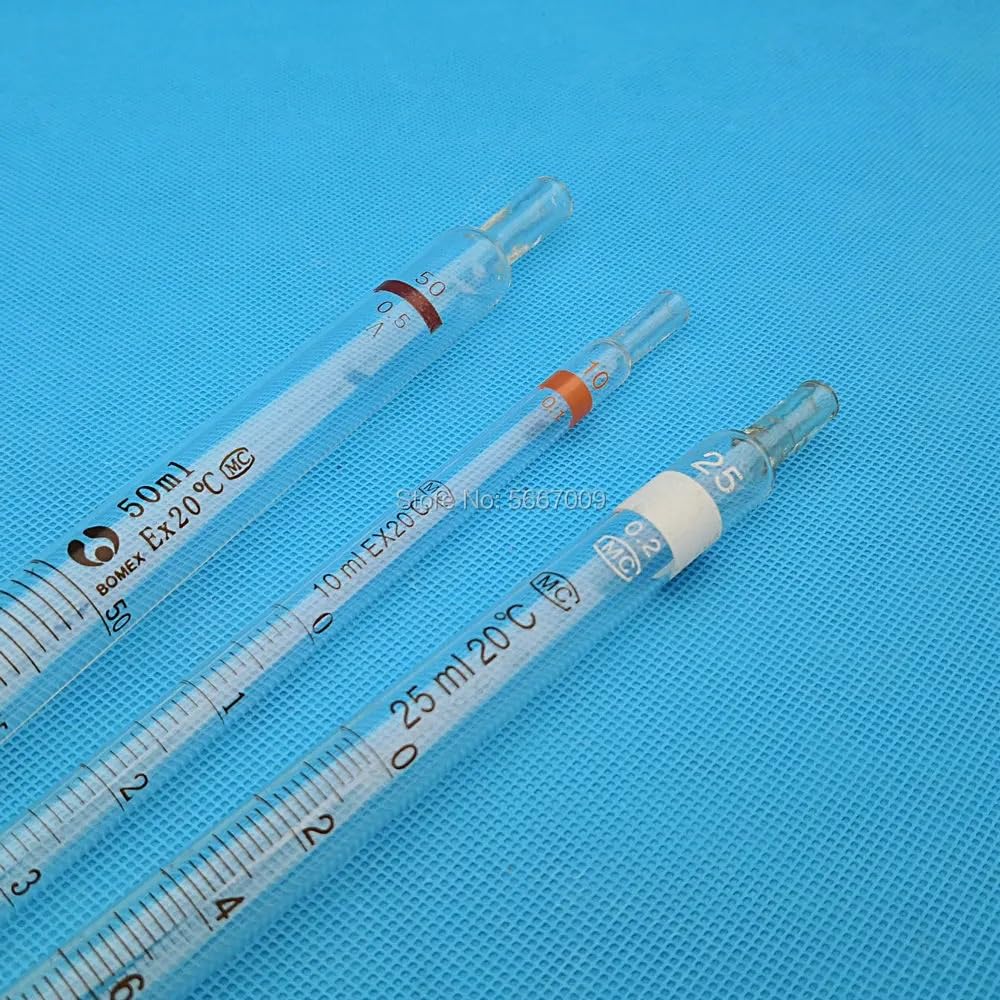 Pipetta contagocce in vetro graduata da 5 a 10 ml con tacca colorata, da 0,1 ml a 50 ml, con tubo di trasferimento.(0.1ml 10pcs)