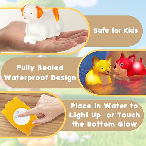 Miniatura 4 de Juguetes de baño para niños pequeños de 1 a 3 6 paquetes de juguetes de baño flotantes iluminados para niños pequeños para cumpleaños, Pascua