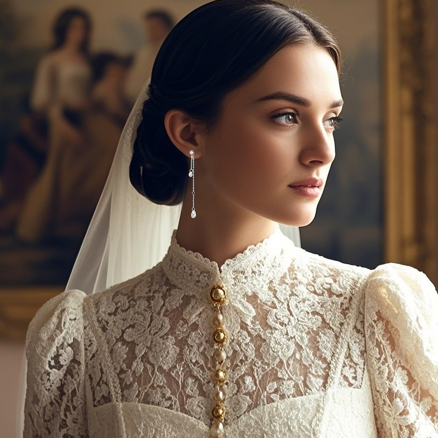 SLUYNZ Solid 925 Sterling Silver CZ Droplet Dangle Earrings Chain for Women Teens Girls Teardrop Wedding Dangling Earrings Tassel Sparkling CZ Studs Chain - Image 2