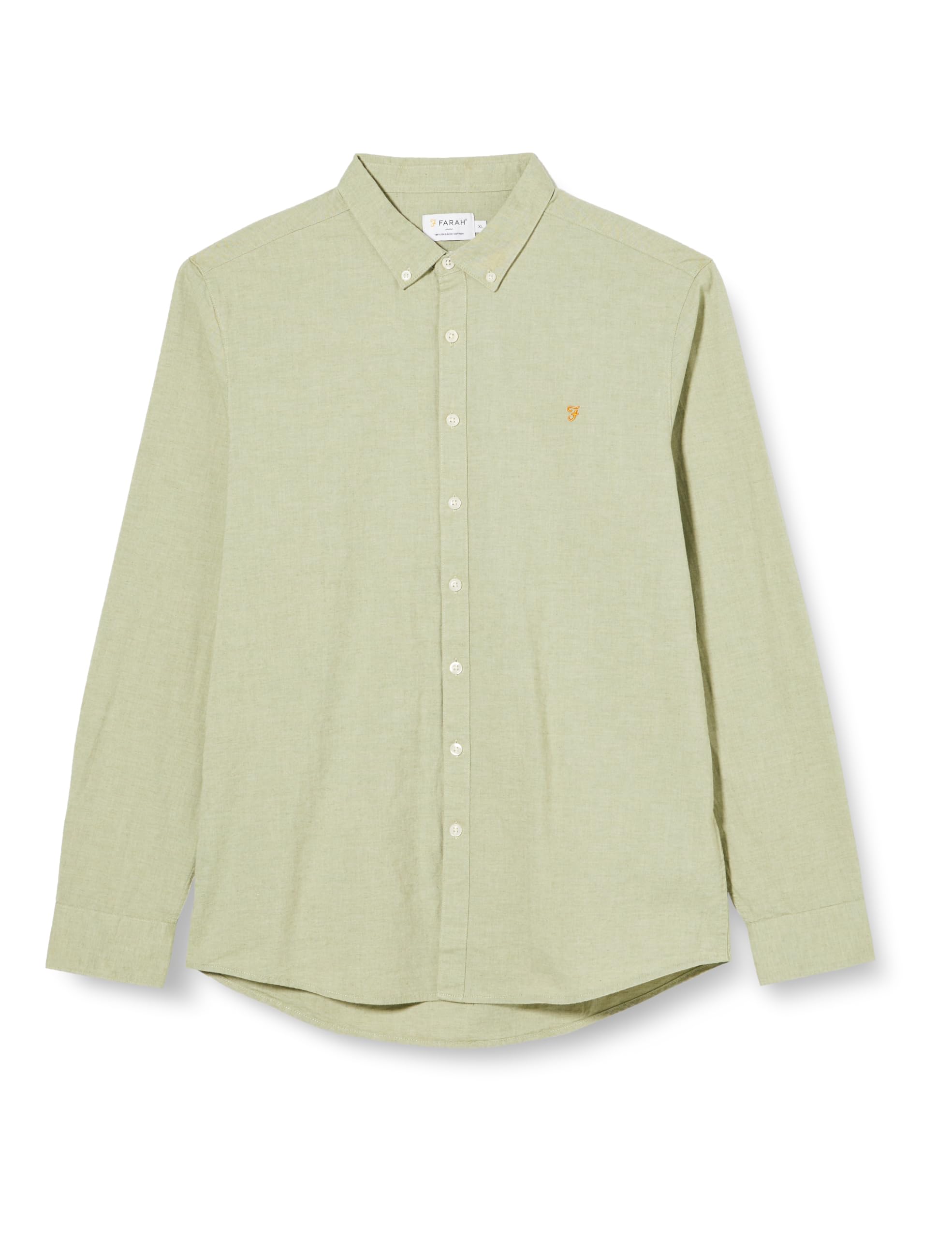 Farah - Men's Cotton Shirt, Steen Slim Fit, Brushed Organic Cotton Casual Shirt, Moss Green, XL