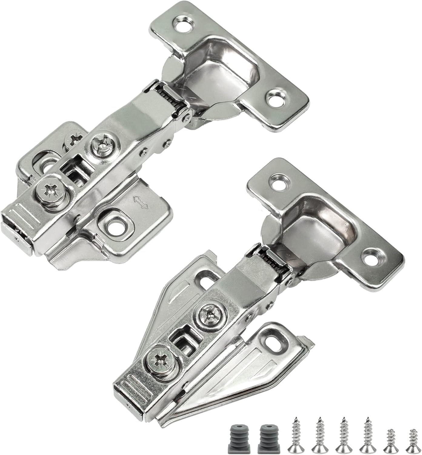 50 Pack Full Overlay Face Frame & Frameless Soft Close Concealed European Hinges for Kitchen Cabinet Door, Clip On, 3 Way Adjustability, 105 Degree
