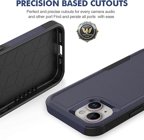 Miniatura 6 de Grado militar Funda compatible con iPhone 15, probada en caídas de 15 pies, funda protectora, azul, delgada y resistente, apta para bolsillos