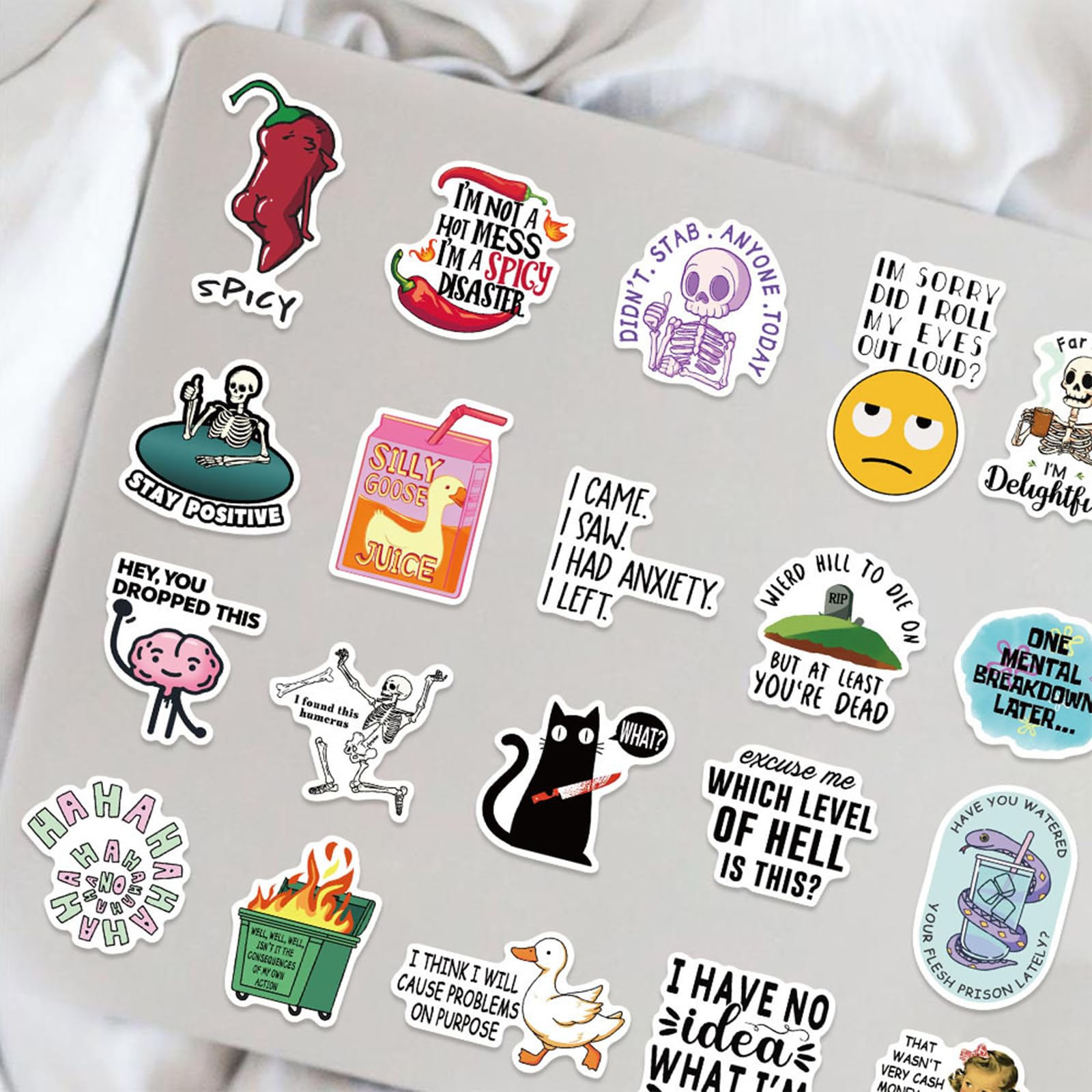 400 Lustige Aufkleber – 50 Designs, Wasserdicht, Für Flaschen, Laptop & Mehr, Ca. 4 Cm