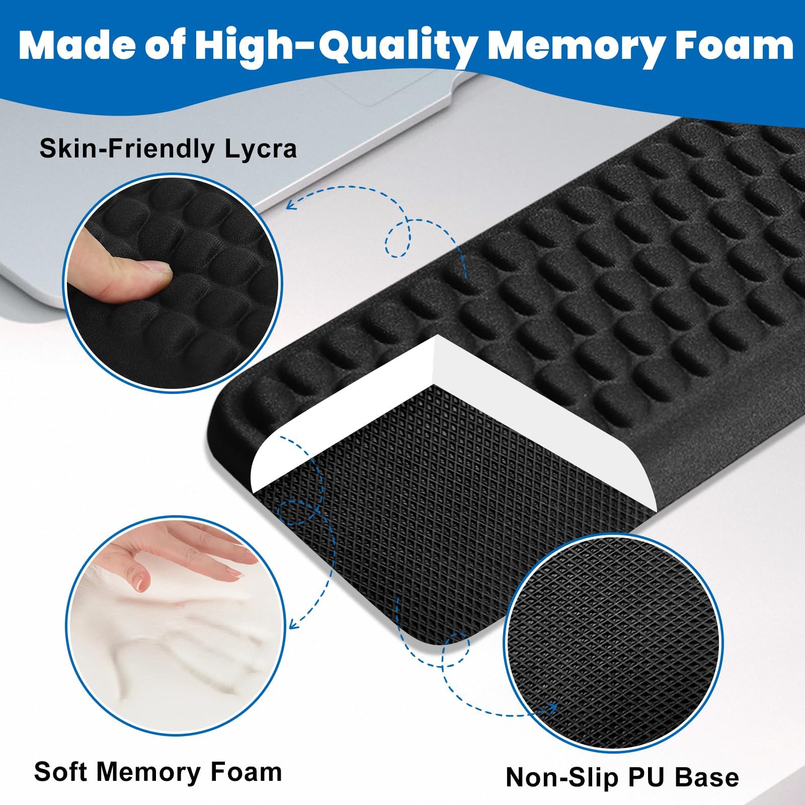 2 Pack L-Shaped Desk Elbow Pad for Desk, Memory Foam Elbow Rest & Cushion for Table Edge Support, Natural Resin Base, Non-Slip Ergonomic Armrest, Desk Accessories for Wrist Forearm, Natural Resin - Image 3