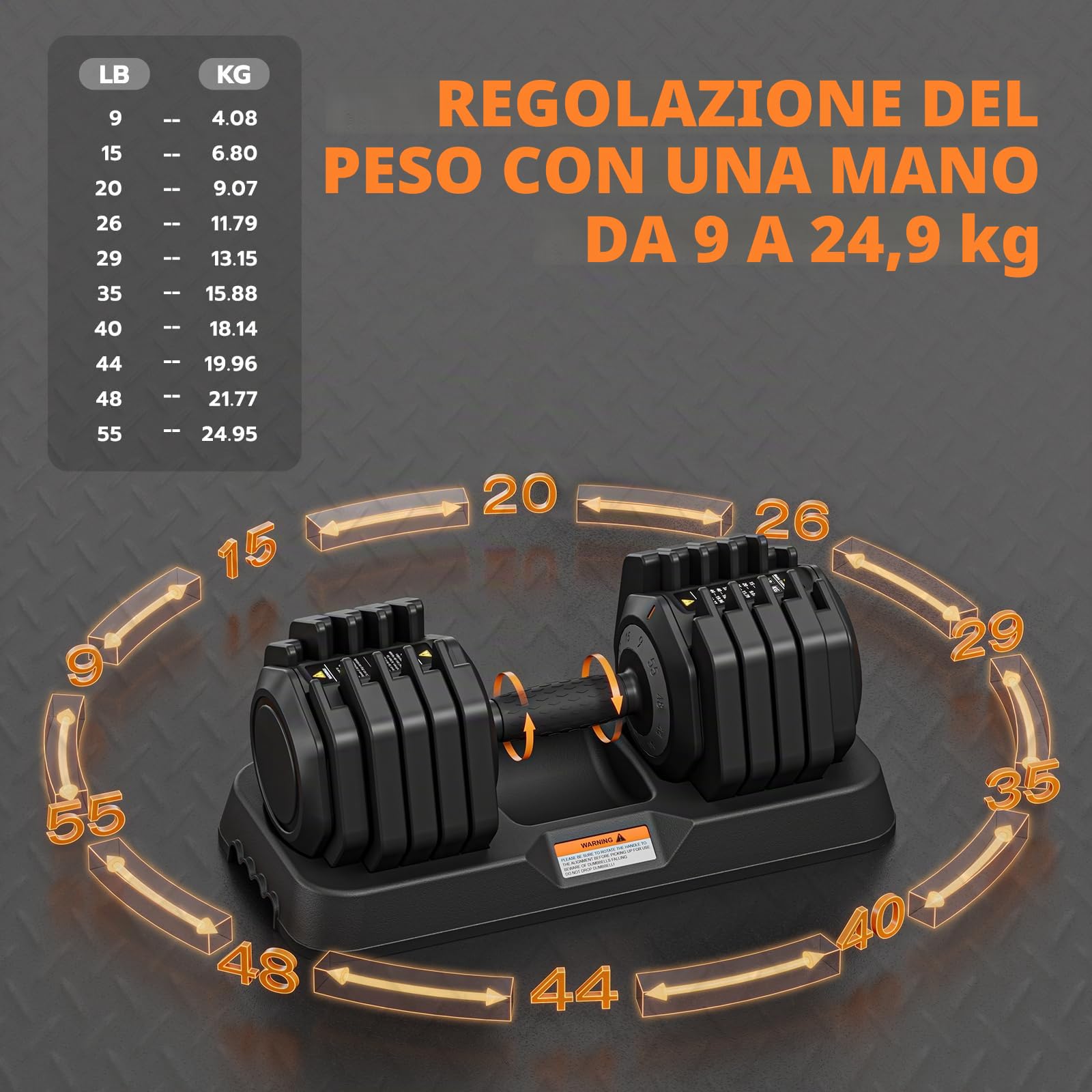Dripex Manubri regolabili, set di manubri con impugnatura antiscivolo, dischi regolabili e vassoio di appoggio, disponibile singolarmente o in coppia