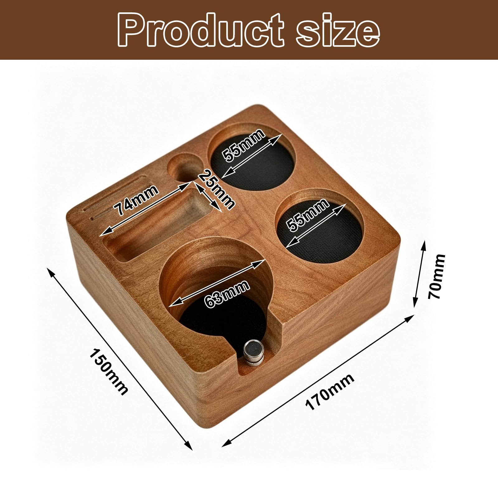 Espresso Tamping Station - Estación de café de madera de nogal para cafeteras de espresso (51/54 mm)