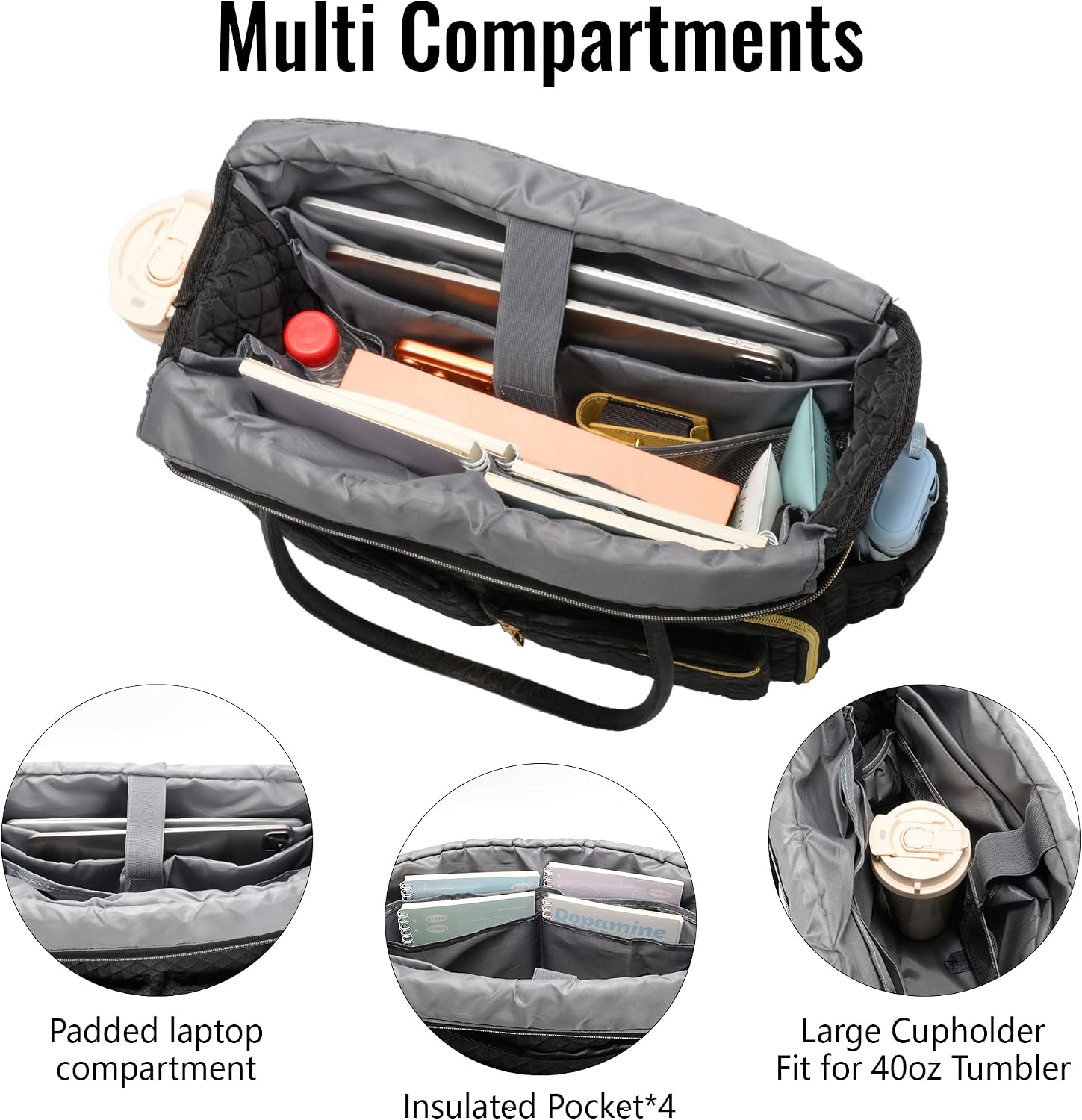 Teacher Tote Bag for Women Work, Laptop Bag With Large Cup Holder, Nurse Bags Professional Briefcase Business Computer Purses Bible Handbag Gifts