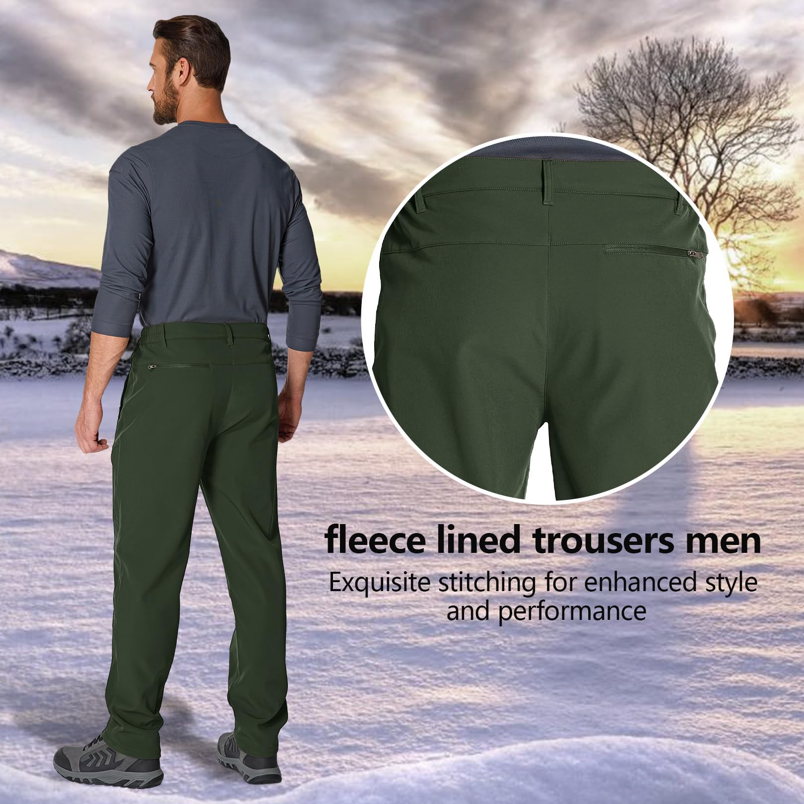 Pantaloni impermeabili da uomo, foderati in caldo pile, invernali