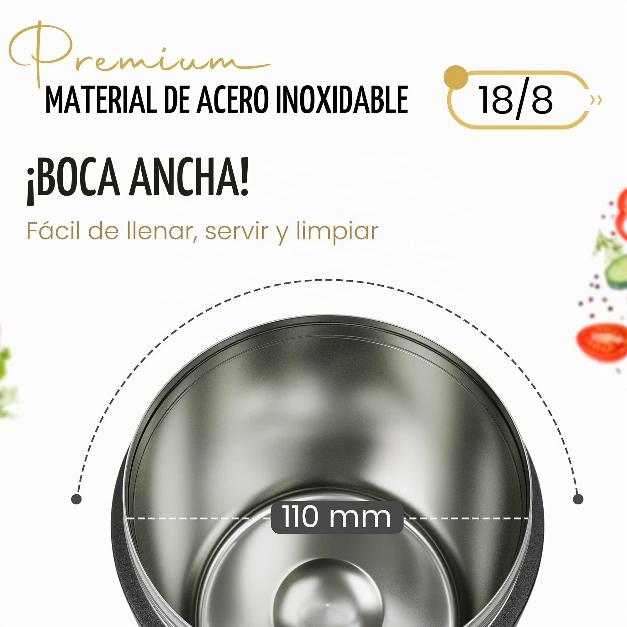Heemburg Recipiente térmico para alimentos, Henkelmann de 1 L, acero inoxidable, doble pared aislada, fiambrera para mantener el calor para comidas, sopa, almuerzo, para oficina, trabajo y viajes