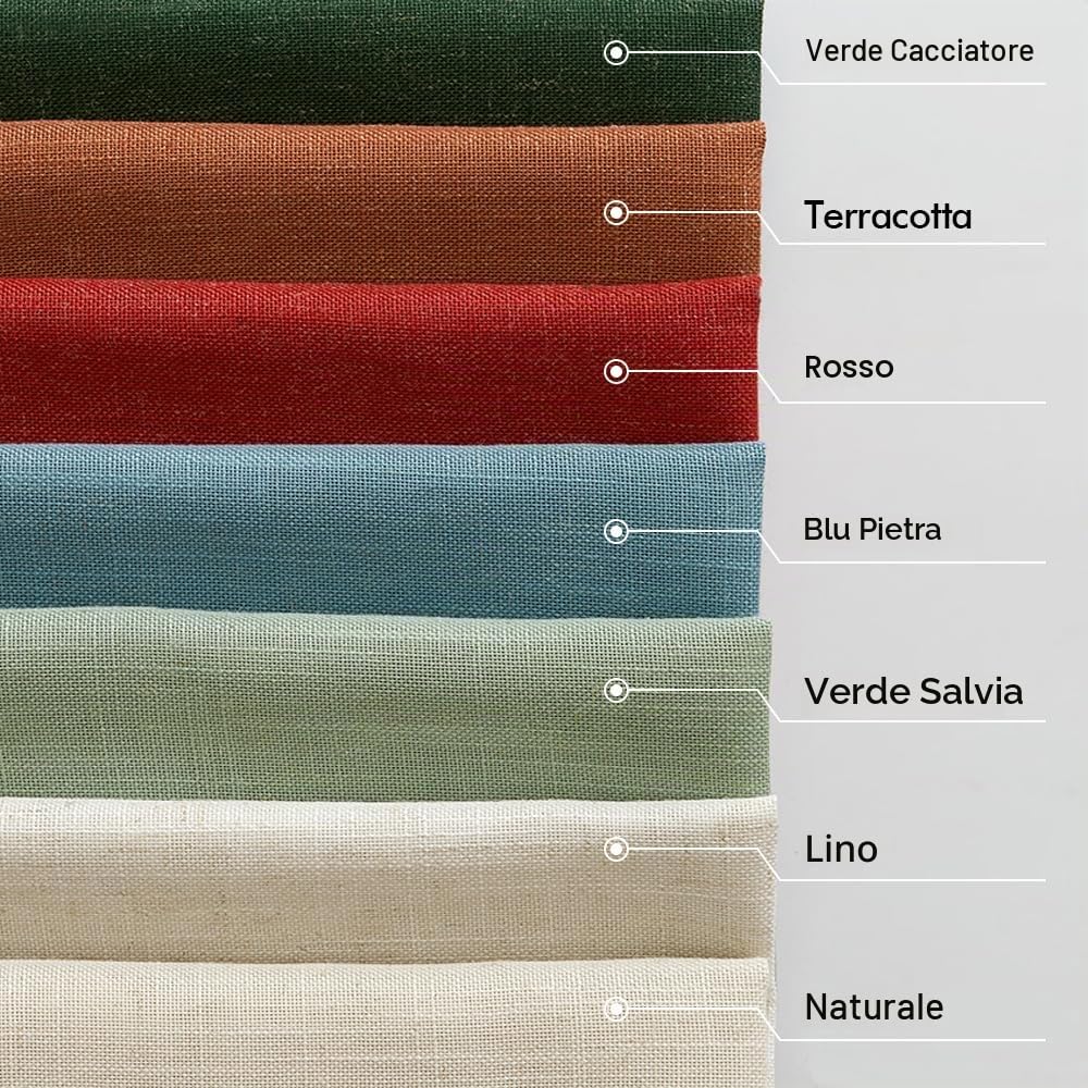 MIULEE Tende lino traslucido passanti 2pz L140xA225 Verde scuro | Tende traslucide effetto lino con passanti metallici, leggere e moderne, adatte per soggiorno, camera e cucina
