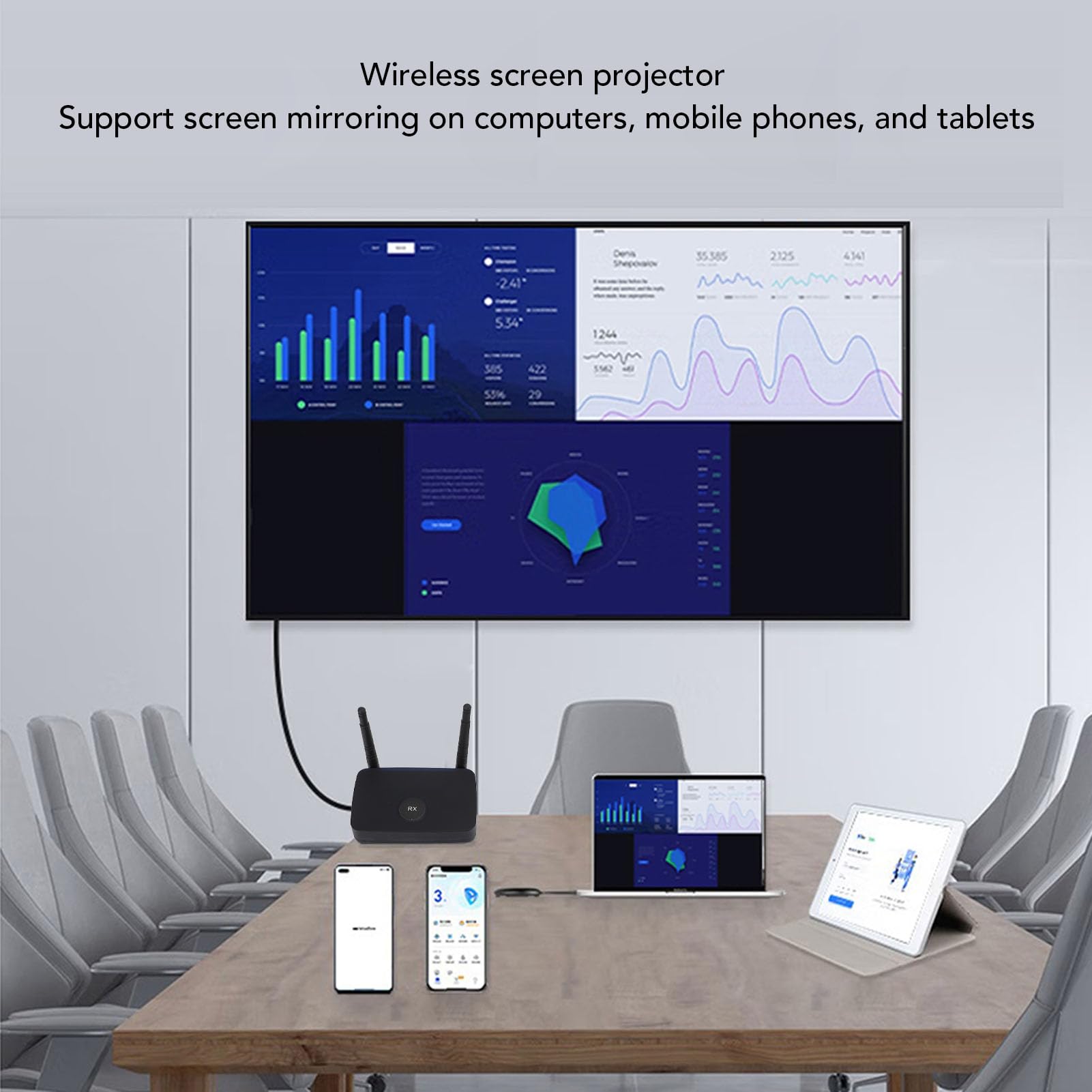 Wireless HD Display Interfaccia Extender Kit Trasmettitore, 1080p HD Display Interfaccia Wireless Trasmettitore e Ricevitore per TV Display LED, Gamma 100M (Spina europea)