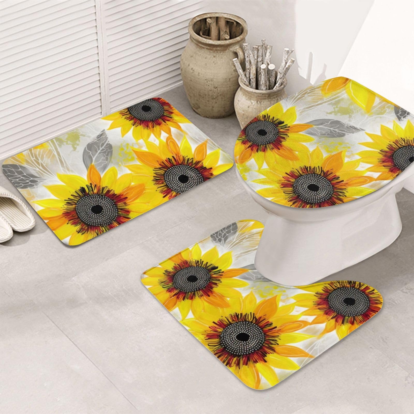 Tapis de bain absorbant super doux en flanelle lot de 3 pièces