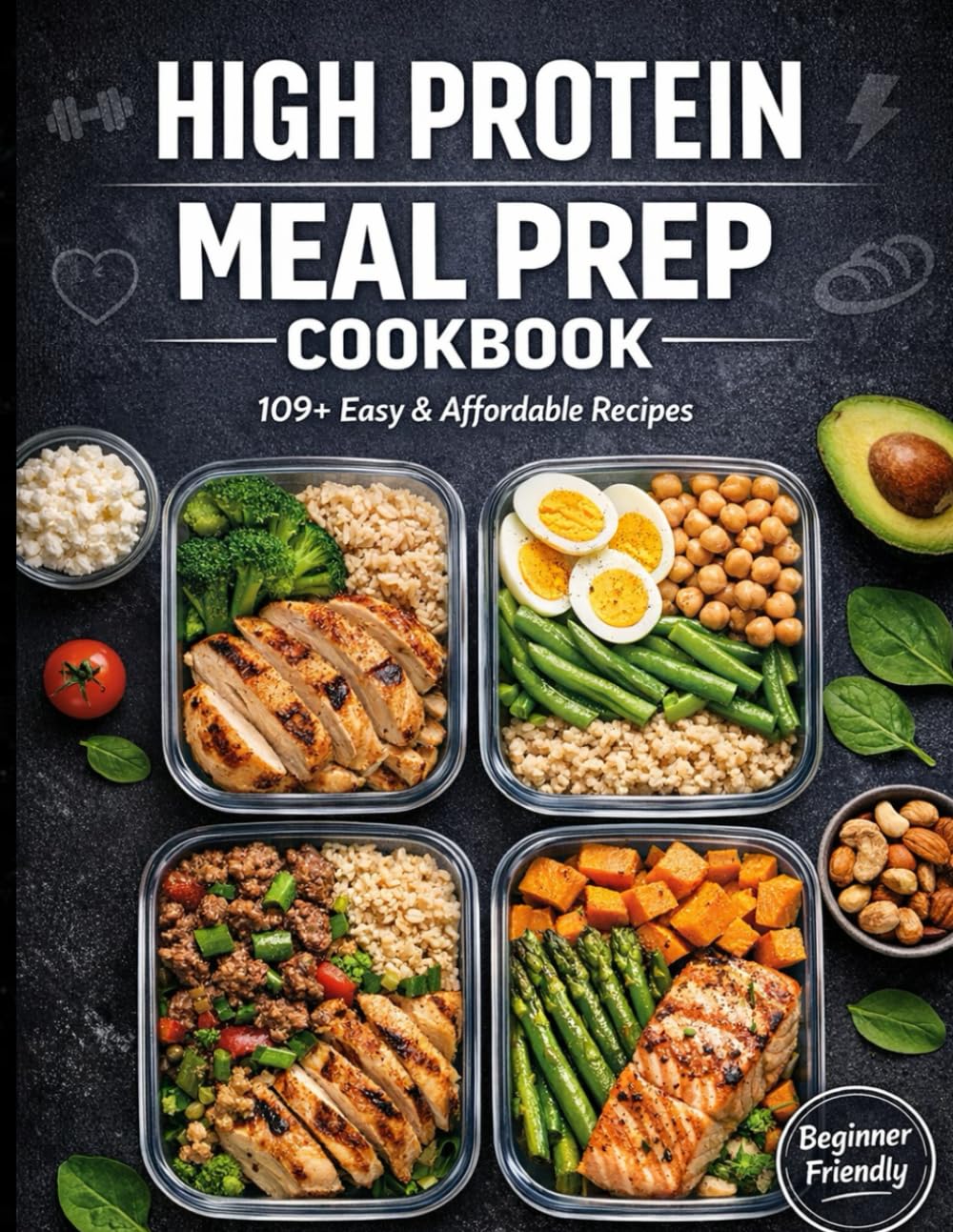 High-protein Meal prep Cookbook for Beginners: 100 easy and Affordable recipe