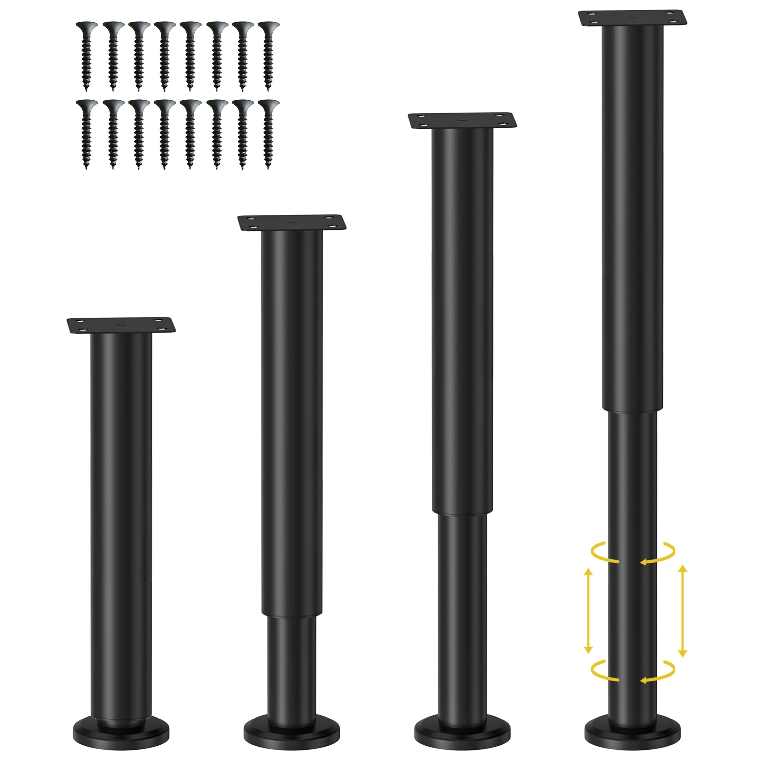 TERRIFI Adjustable Height Bed Support Legs, Sofa Legs Adjustable Height Replacement Support Leg, Metal Adjustable Furniture Legs (4 Pcs) (7.08)