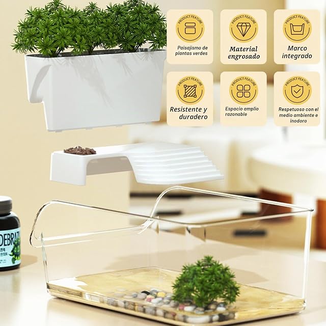 Foto 7 de 7 de Acuario, Kit Completo de hábitat para Tortugas con área multifunción y Filtro de Agua para Tortugas…