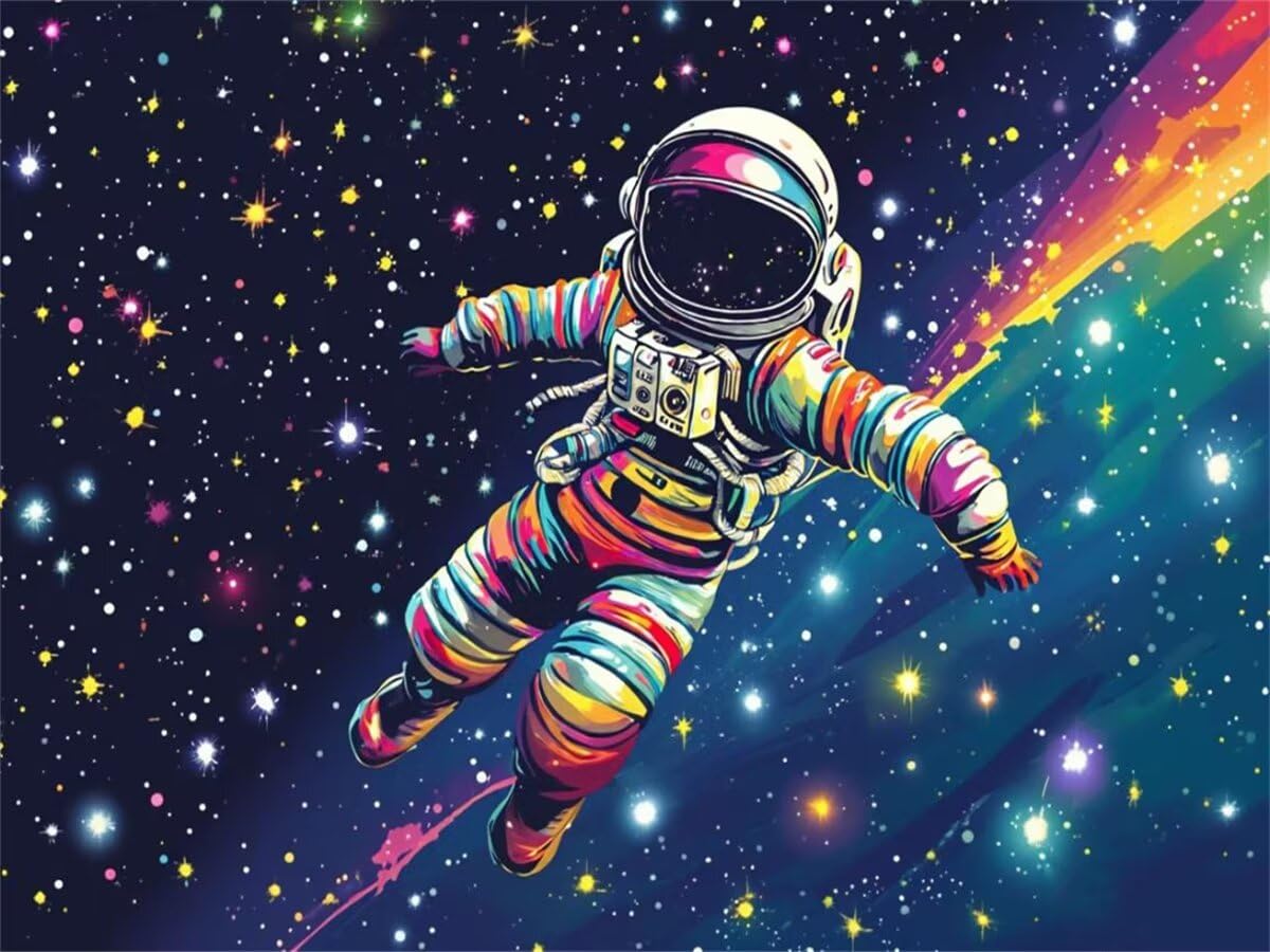 Pittura Ad Olio Con Numeri TISHIRON, Astronauta, Kit Fai Da Te 40x50cm, Colori Acrilici E Pennelli Inclusi, Adulti