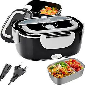Marmita Elétrica Portátil 1,5L com Aquecimento Rápido e Tampa com Trava BiVolt 110V/220V Preta Premium
