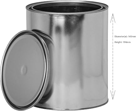 Empty Gallon Size Paint Can with Lid and Handle, Unlined Multipurpose Storage for Arts and Crafts, DIY Projects, Painting, Garage Organization, 100% Recyclable (Pack of 6)
