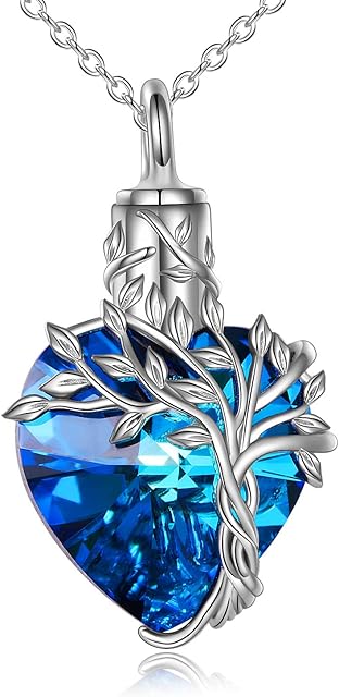 TOUPOP Ashes Jewellery s925 Sterling Silver Tree of Life Urn Necklace for Ashes Keepsake Memorial Locket Cremation Jewellery with Funnel Filler