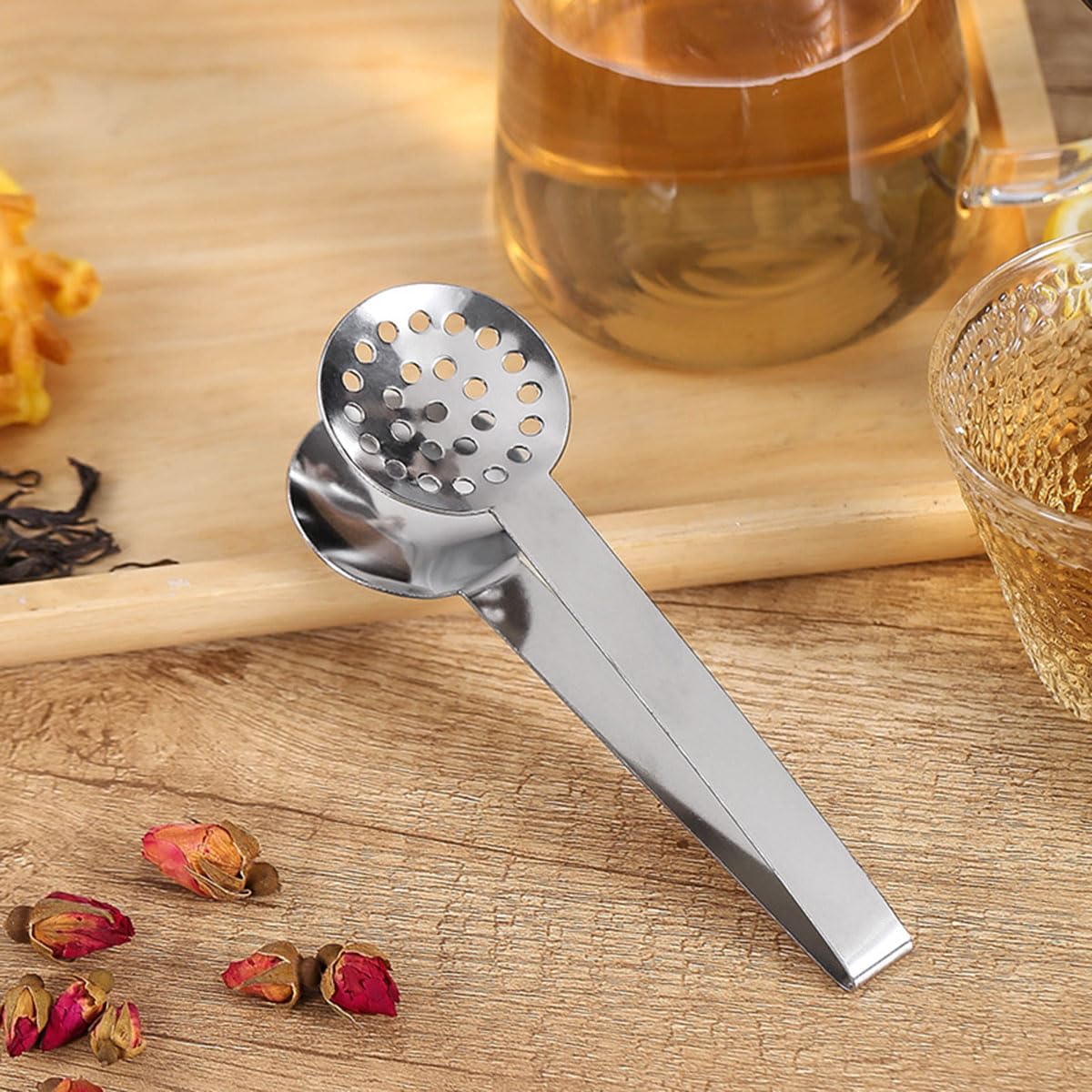2 Pack Stainless Steel Tea Bag Clips, Round Tea Bag Squeezer, Tea Bag Spoon, Herbal Tea Infuser, Herb Tong, Sugar Cube Tong, Lemon Tong, Ice Cube Tong, Tools For Kitchen Bar
