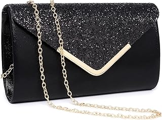 Dasein Women Evening Bags Formal Clutch Purses for Wedding Party Prom Handbags with Shoulder Strap and Glitter Flap