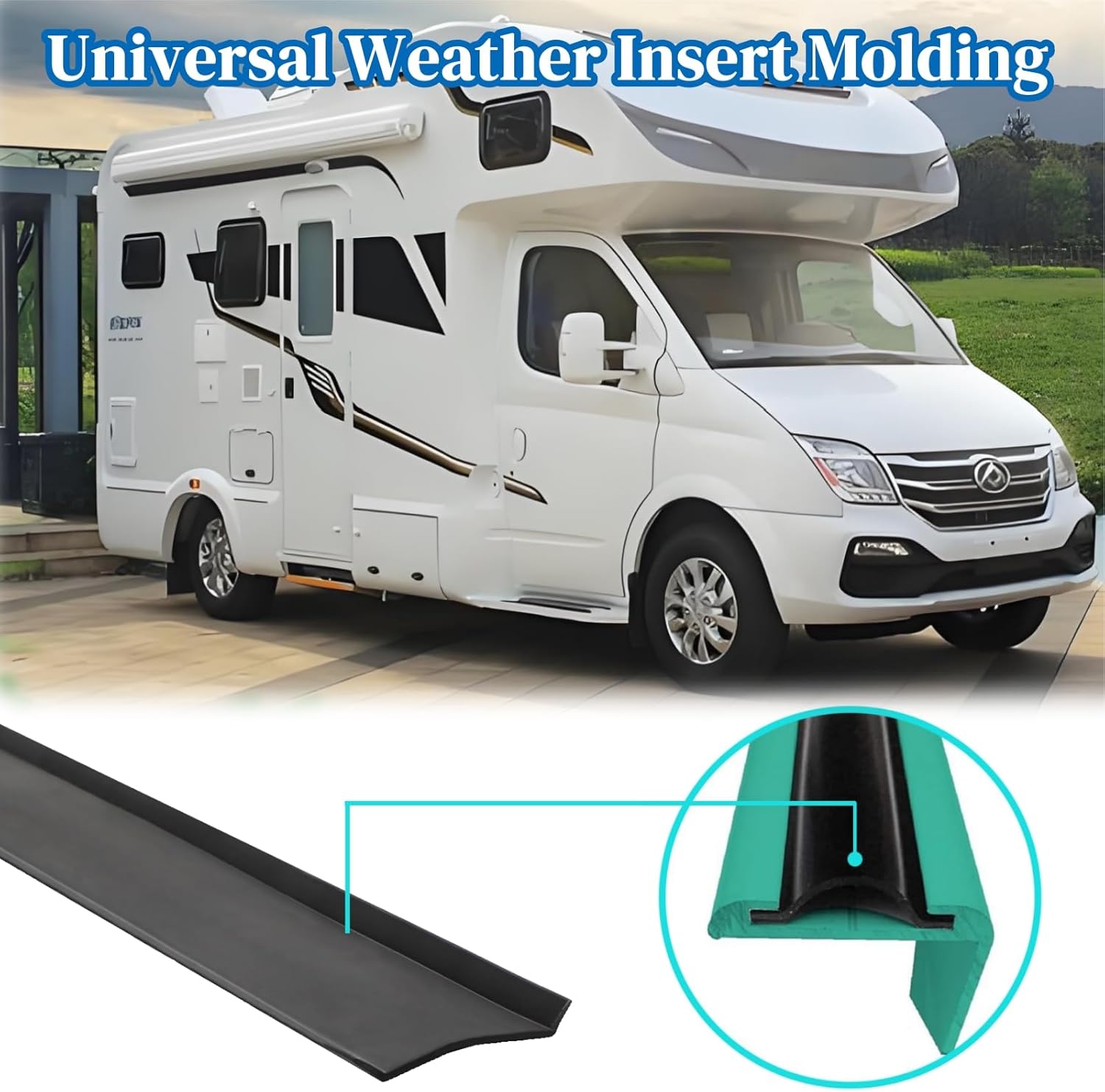 1" RV Trim Molding Insert, 200 Ft Flexible RV Weather Stripping Exterior Corner Moldings, Heavy Duty Outside Seam Roof Edge Track Screw Cover for Camper, Travel Trailer