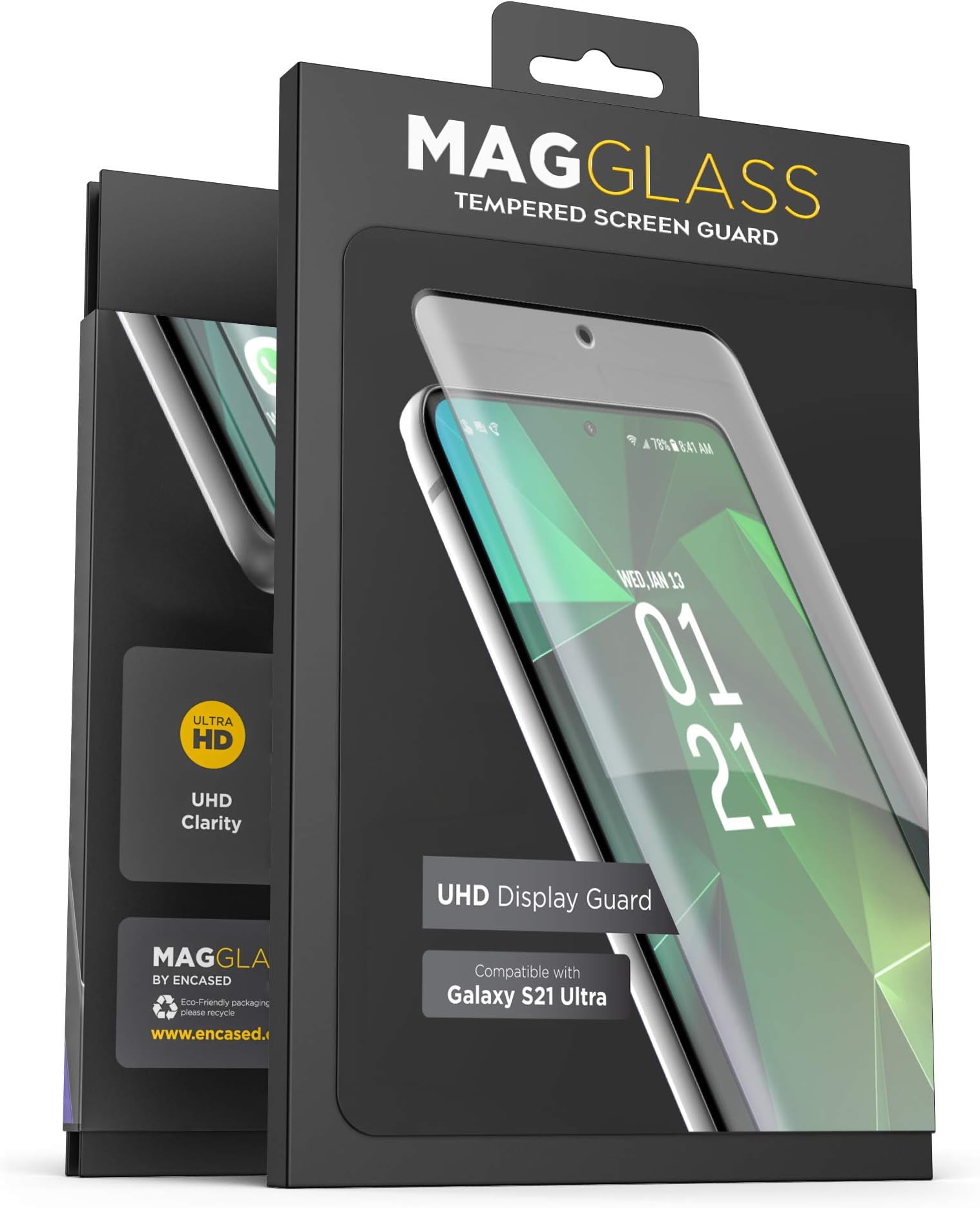 magglass Samsung Galaxy S21 Ultra Tempered Glass Screen Protector (Fingerprint Sensor Compatible) Anti-Bubble UHD Clear Screen Guard (Case Compatible)