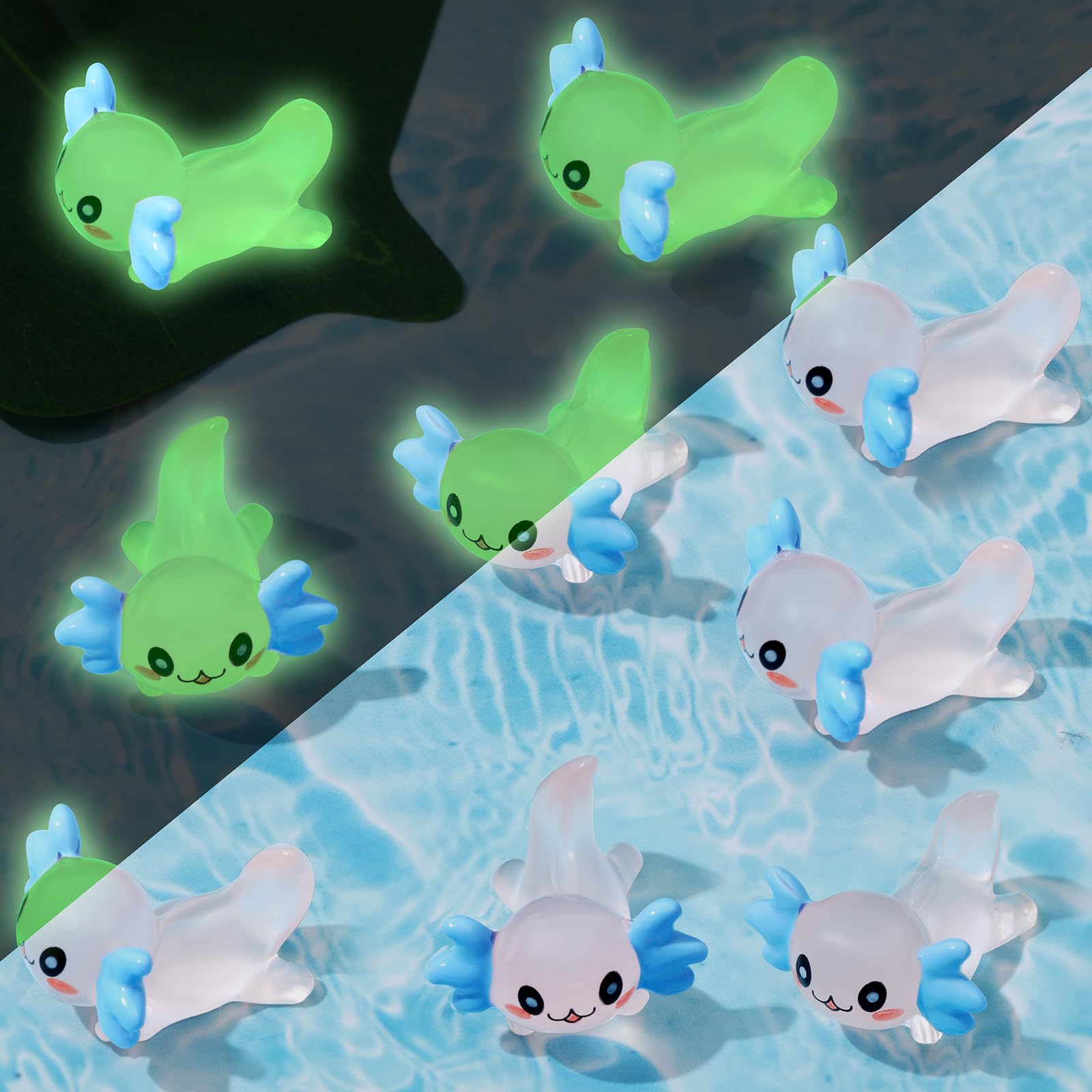 Lewtemi 12 Pieces Mini Resin Axolotl Charm Axolotl Tiny Animal Figurine Gifts Miniature Garden Landscape Aquarium Dollhouse Ornament Potted Plants Decoration DIY Crafts(Light Pink)