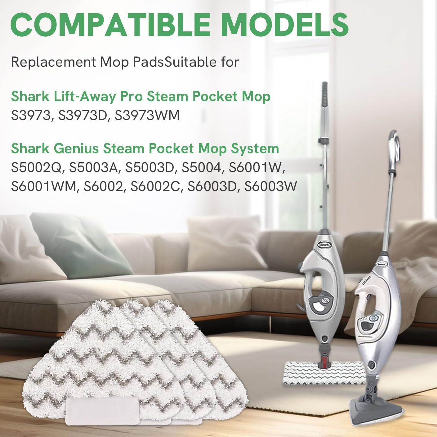 4 Pack Steaming Mop Replacement Pads Triangle for Shark Lift-Away Genius S3973 S3973D S5003D S6001 S6002 3973WM S5002 Steam Pocket Mop Series