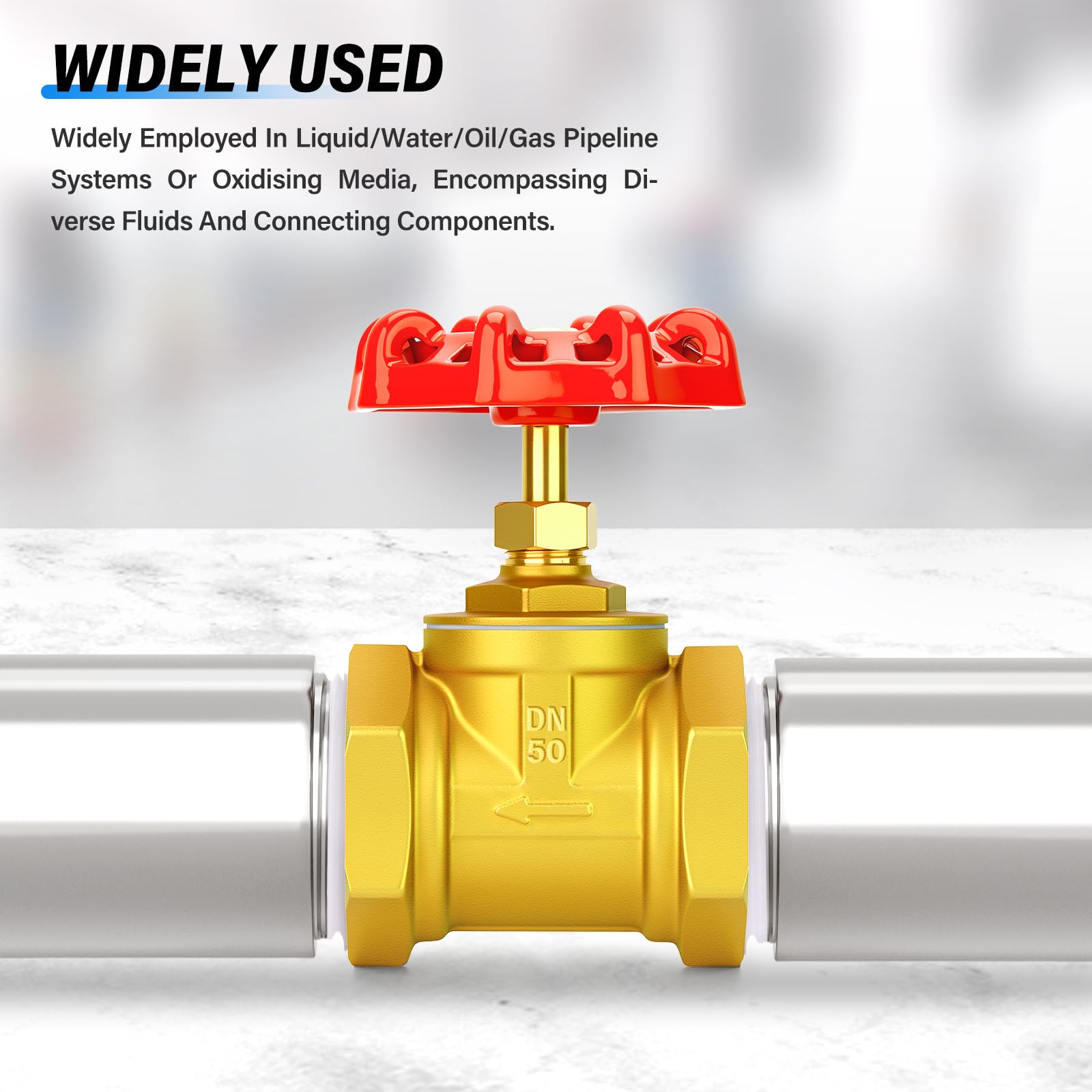 TAILONZ PNEUMATIC 1PCS Messing industrielles Durchgangsventil, DN50 2" Innengewinde mit Radgriff, Heavy Duty Globe Valve Tool für Wasser, Öl, Gas