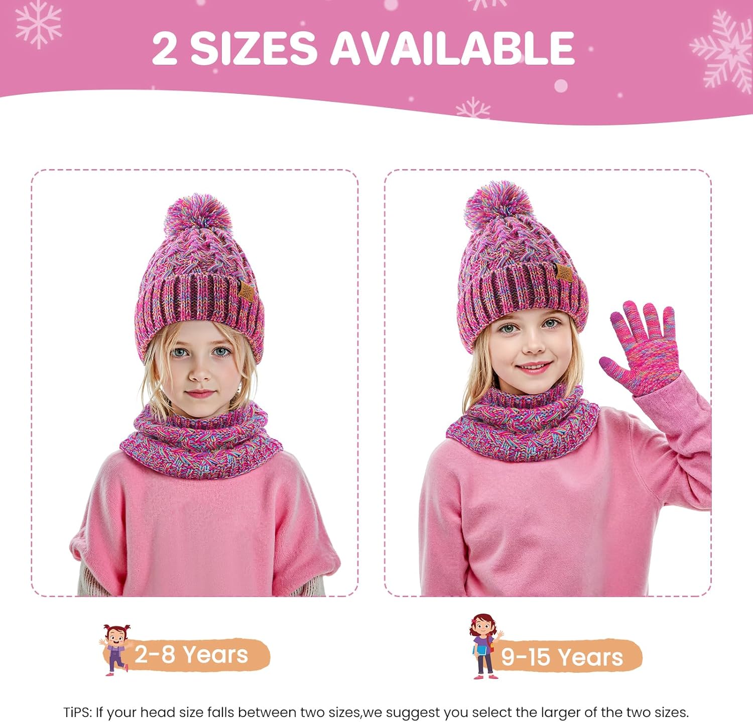 Kids Winter Beanie Hat Gloves Scarf Set, Thick Knitted Warm Toddler Winter Hat Mittens Neck Warmer for Boys Girls - Image 5