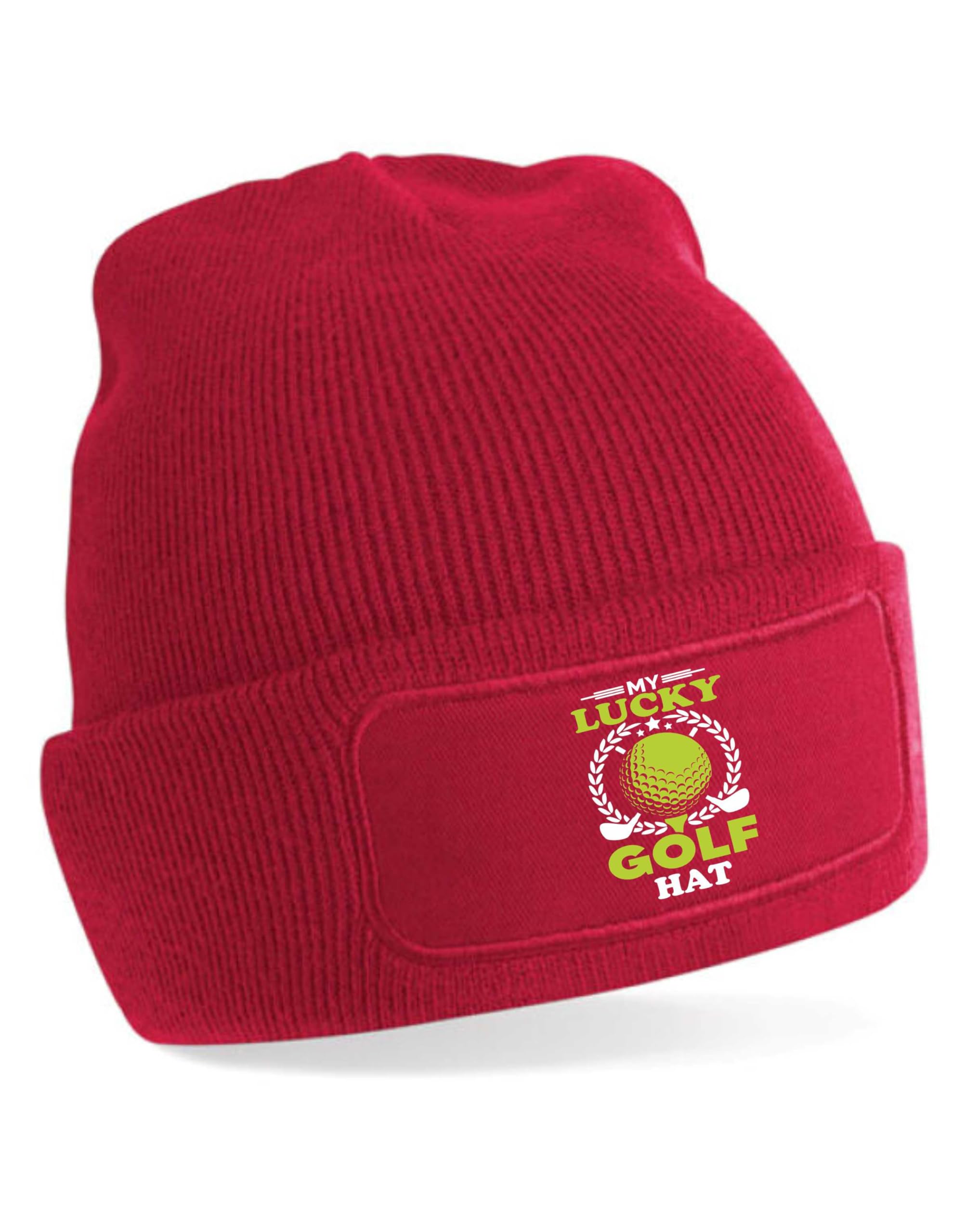 Print4U My Lucky Golf Beanie Hat Golfing Gift Father's Day Birthday Present Red