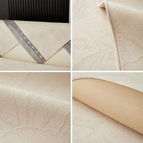 Miniatura 7 de vctops Funda de sofá jacquard de hojas de lujo para sofá, funda de felpilla súper suave para sofá modular, funda antideslizante moderna para sala de