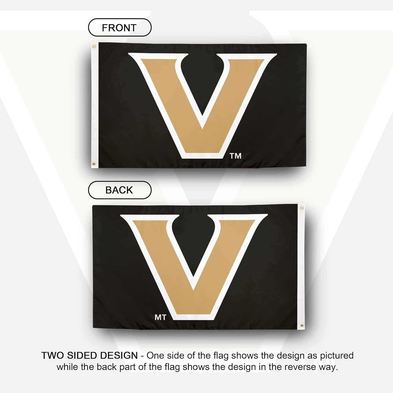 Desert Cactus Vanderbilt University Flag Commodores VU Banners 100% Polyester Indoor Outdoor 3x5 feet Flags (Design 2B) - Image 2