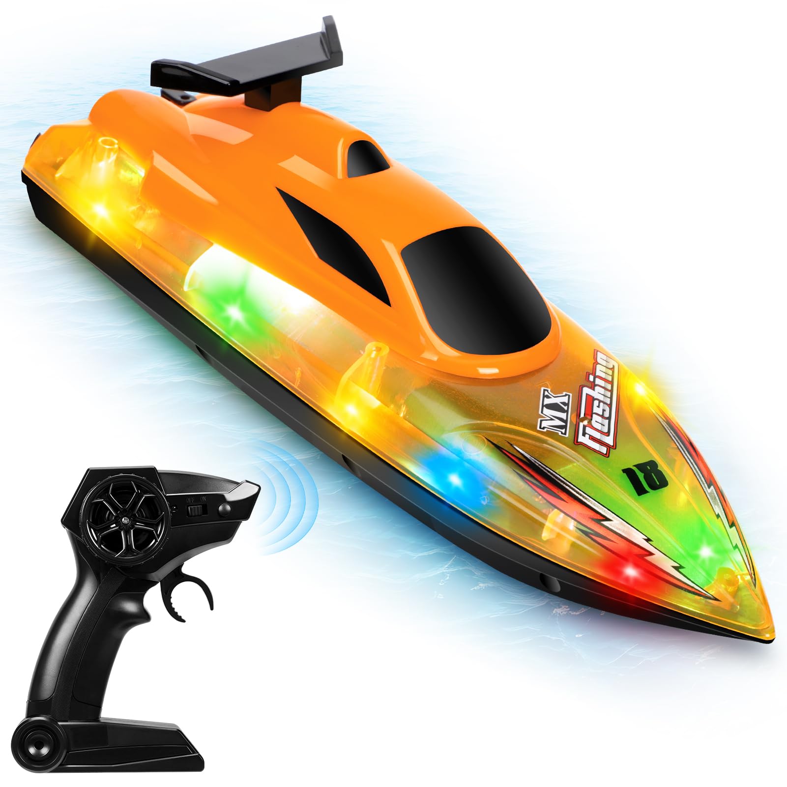 Weslery Op afstand bestuurde boot, 2,4 GHz waterdichte hogesnelheidsboot met 2 oplaadbare batterijen en ledlicht, voor kinderen, volwassenen, kinderen, outdoor-activiteiten (blauw