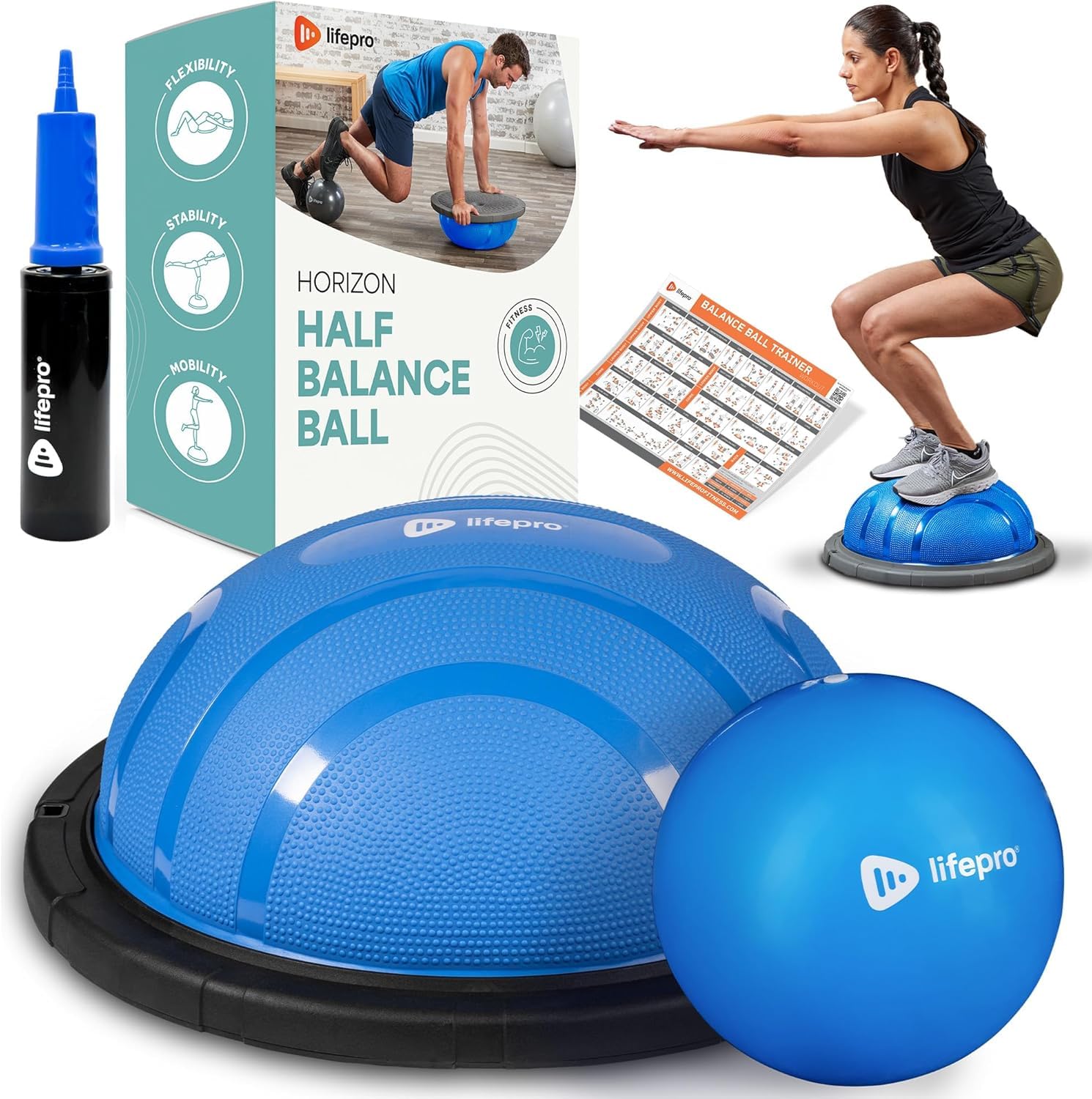 DH FitLife Ballon D'équilibre, Entraîneur D'équilibre Pour Yoga 60×22 Cm, Charge Maximale 200 Kg, Demi-ballon D'exercice Pour Le Tronc, L'équilibre Et Le Renforcement Musculaire, Planche D'équilibre