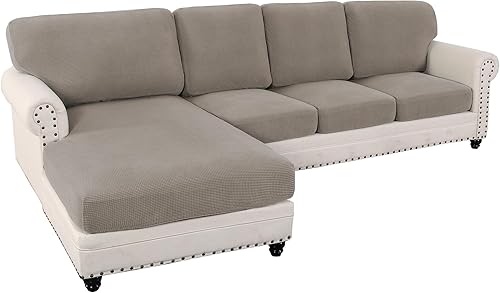 Fundas elásticas para cojines seccionales para sofá seccional izquierdo y derecho en forma de L, juego de 8 piezas para sofá seccional, funda