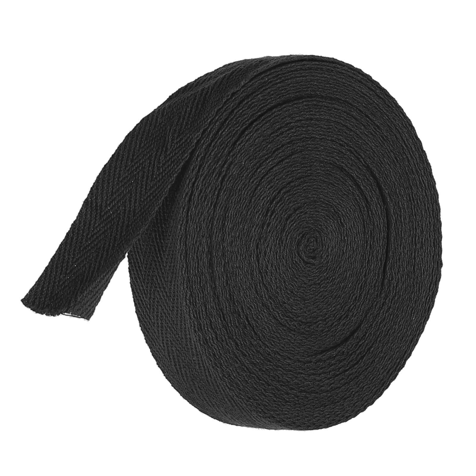 TA-VIGOR Cotton Twill Tape Ribbon 20mm, 10 Yards Bias Binding Tape Bunting Tape Soft Natural Herringbone Webbing Tape Roll for Sewing Dressmaking Gift Wrapping DIY Craft, Black
