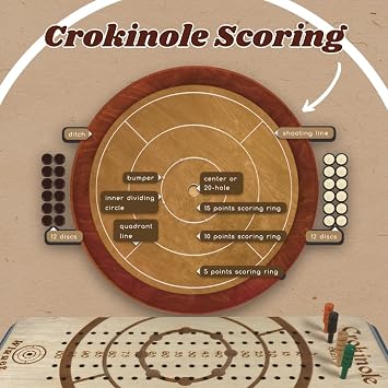 Wooden Crokinole Score Card for Table Games & Family Fun: Perfect for 4 Players. Compatible with your Crokinole Board Game or even Tabletop Shuffleboard & More Bar Games for Adults Indoor