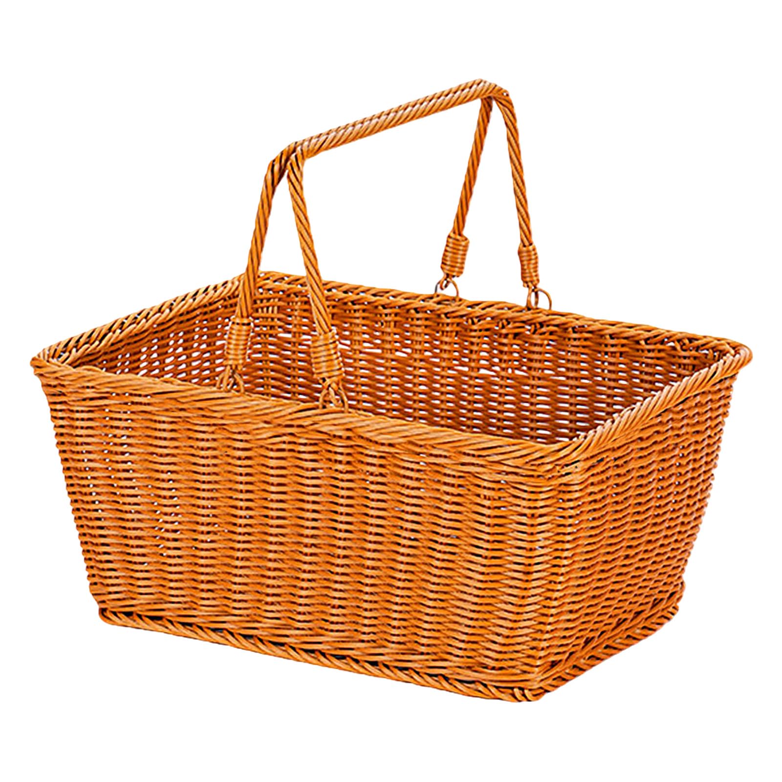 Elnwnnkc Spacious Rattan-Look Oval Storage Bin for Home Organization and Groceries Ergonomic Handle Basket