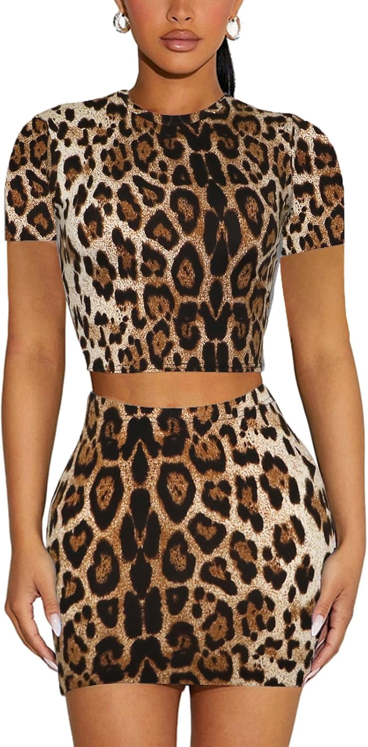 Women's Two Piece Skirt Set - Summer Casual High Waisted Y2K Mini Bodycon Pencil Skirts and Crop Tops Outfits - Image 2