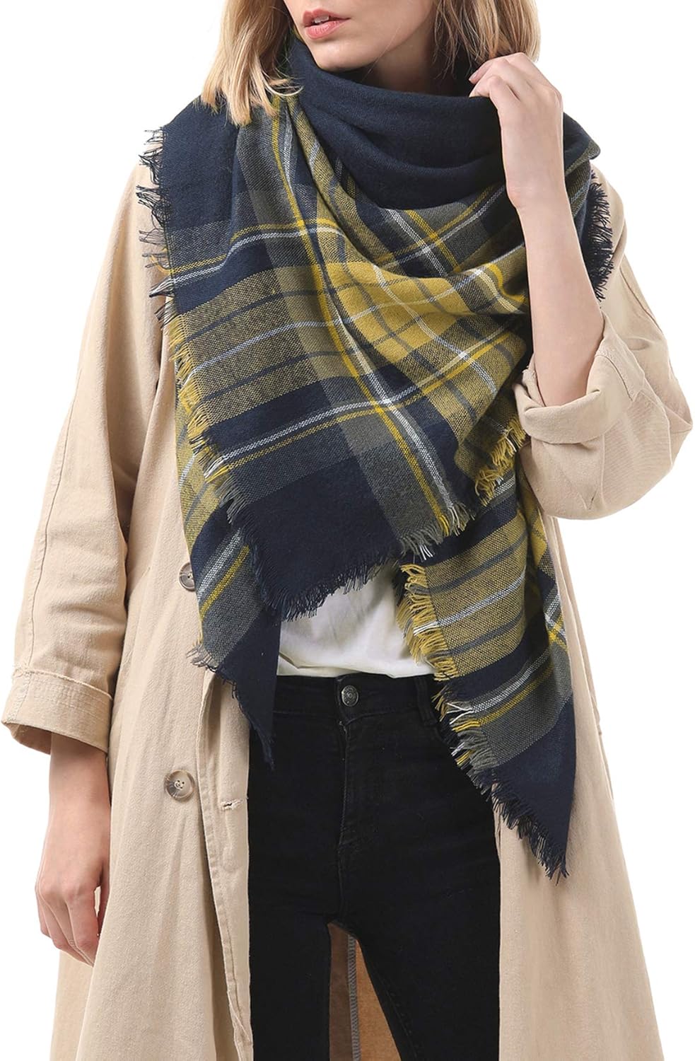American Trends Womens Fall Winter Scarf Plaid Tassel Soft Warm Blanket Scarves Womens Shawl Wraps - Image 3
