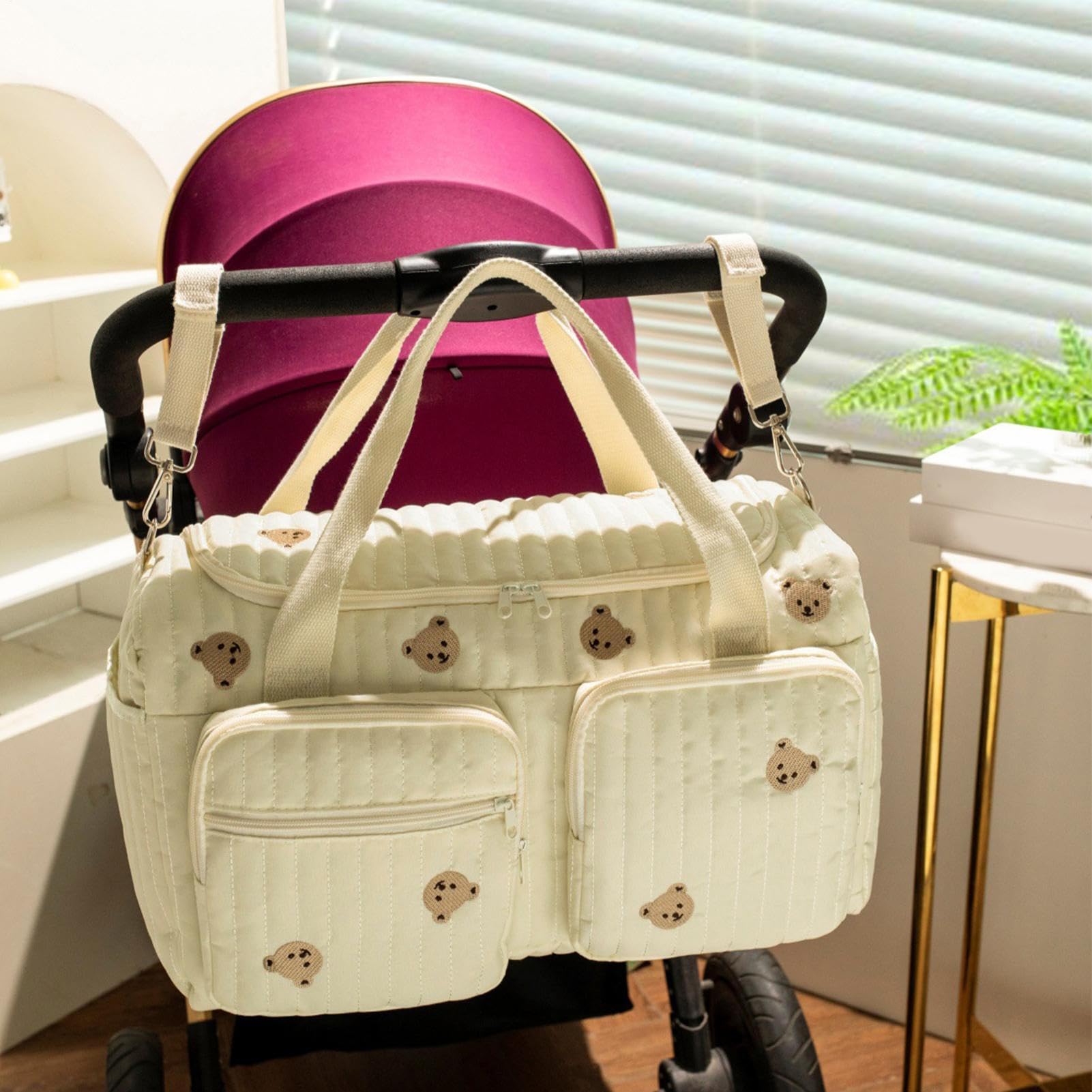 Pañalera De Viaje Mochila De Pañales Grande, Bolso con Compartimentos De Oso De Dibujos Animados De Bebé para Viajes, Camping, Hogar, Desplazamientos, Compras, Trabajo, Hospital