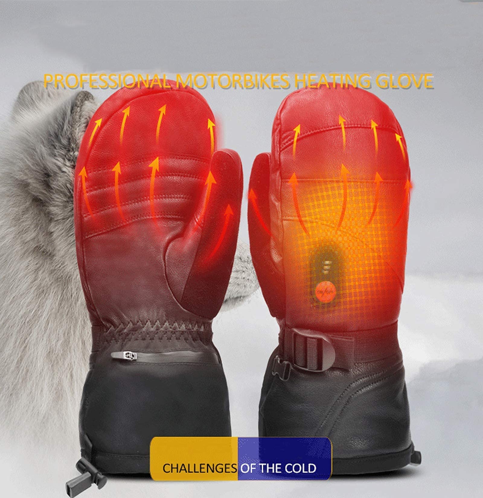 Guantes térmicos eléctricos, Guantes térmicos de batería Recargable 7.4V 2200MAH Guantes cálidos de Invierno a batería Mitones Impermeables para Esquiar Montar Caza Pesca