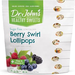 Dr. John’s Sugar Free Candy, Healthy Lollipops with Zero Sugar, Low Calorie Snacks, Keto Friendly Hard Candy Sweets, Berry Swirl Oval, 150 Count, 2.5 LB