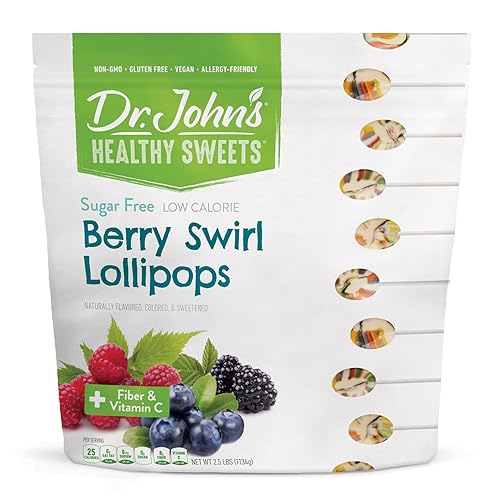 Dr. John's - Caramelos sin azúcar, paletas saludables con cero azúcar, aperitivos bajos en calorías, dulces duros aptos para dieta cetogénica, óvalo