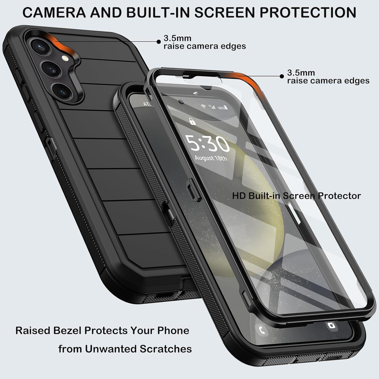 for Samsung Galaxy S24 Case with Belt Clip Holster & Kickstand,Built-in Screen Protector,Heavy Duty Shockproof Drop Protection Military Grade Full Body Rugged Phone Cover (6.2 Inch) (Black) - Image 2