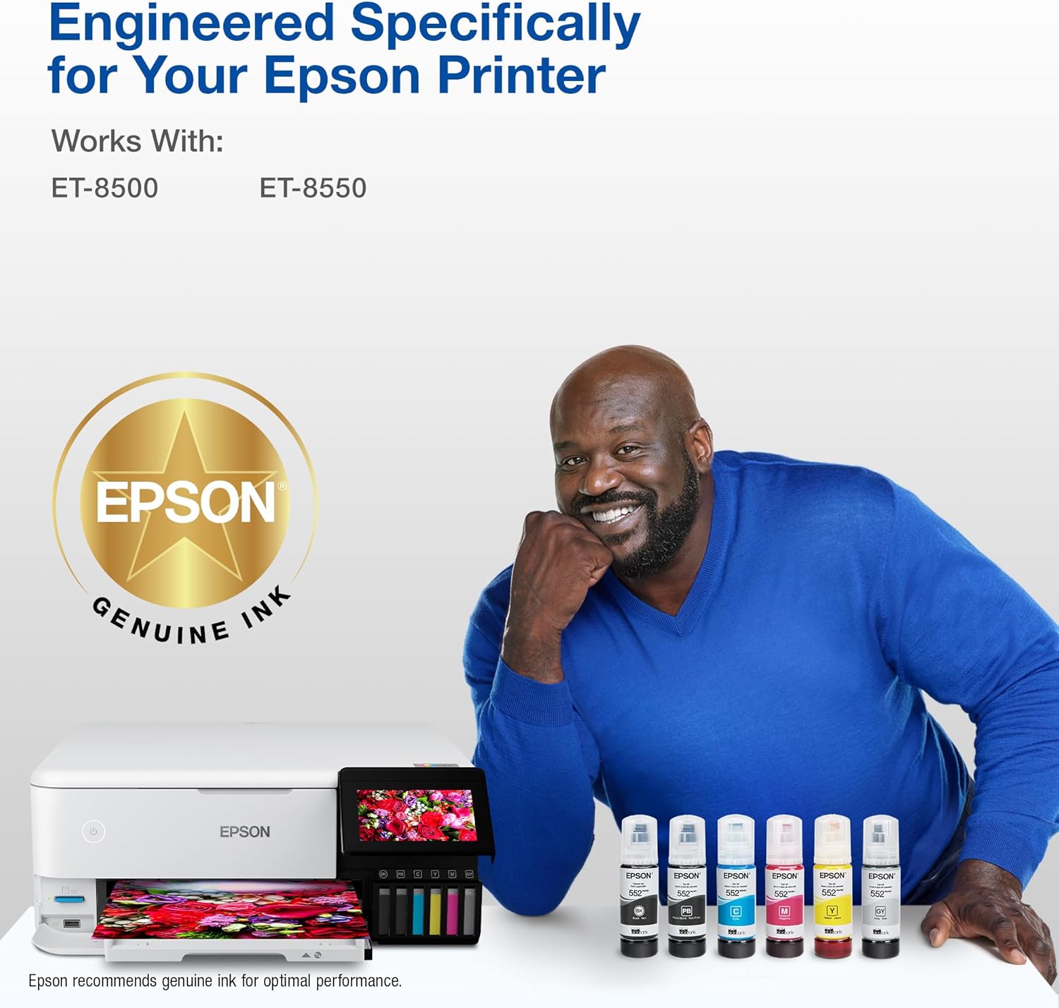 Epson 552 EcoTank Ink Ultra-high Capacity Bottle Three Color CMY Combo Pack (T552620-S) Works with EcoTank Photo ET-8500, ET-8550