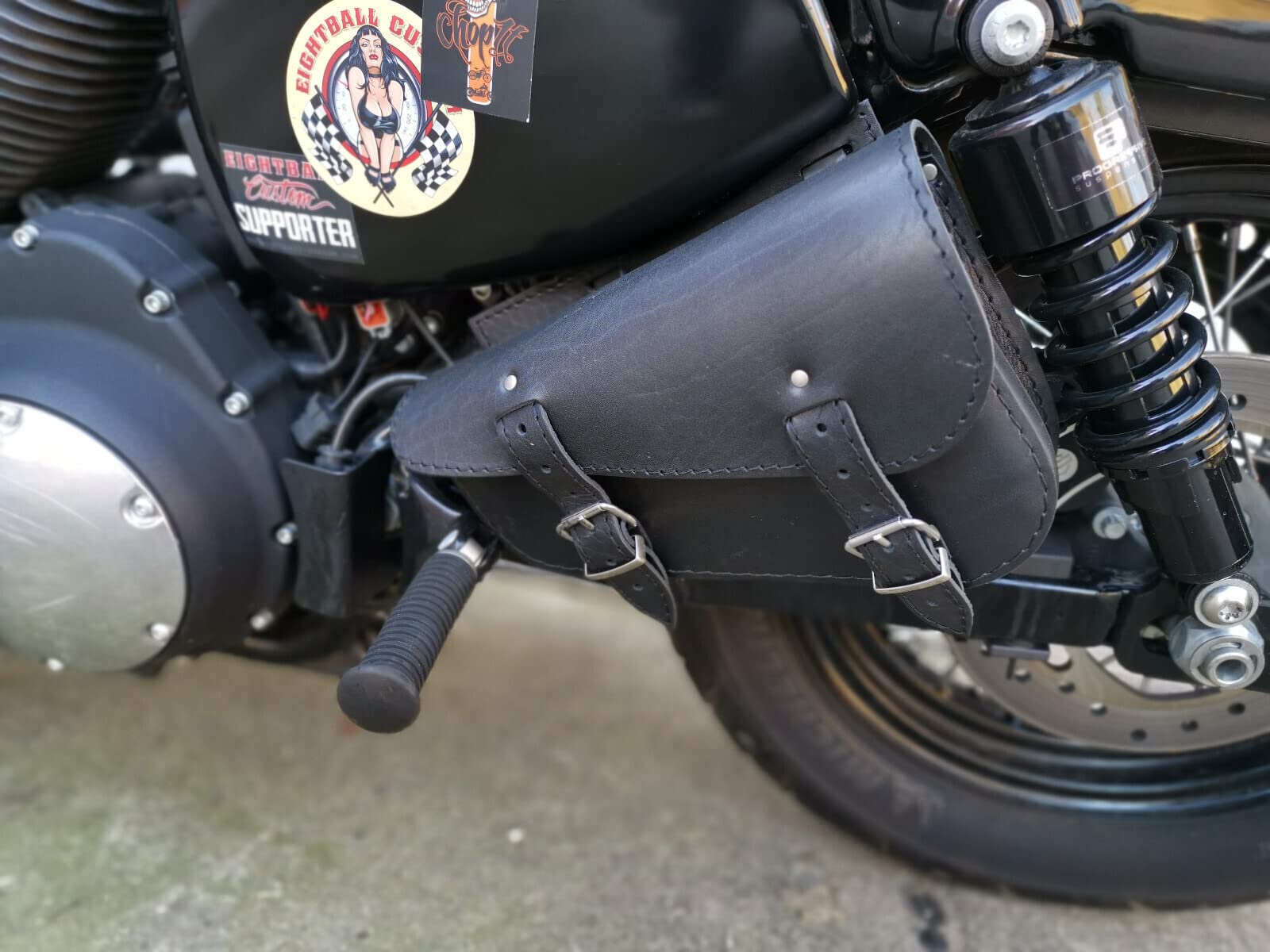 Seitentasche Medusa Skull Links kompatibel mit Harley Davidson Sportster Forty-Eight Super Low Roadster XL Custom Biker Ledertasche Koffer Chopper